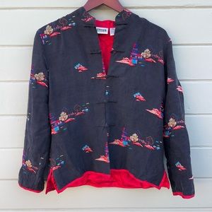 Vintage silk embroidered jacket Asian inspired Y2K